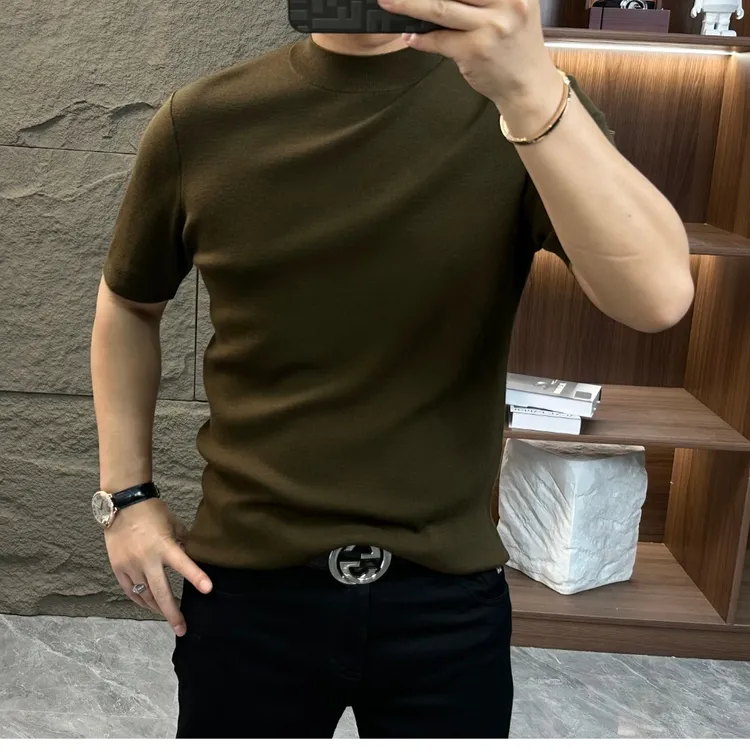 GCONE男士秋冬精纺100%美丽诺绵羊毛衫高品质百搭时尚半高领短袖