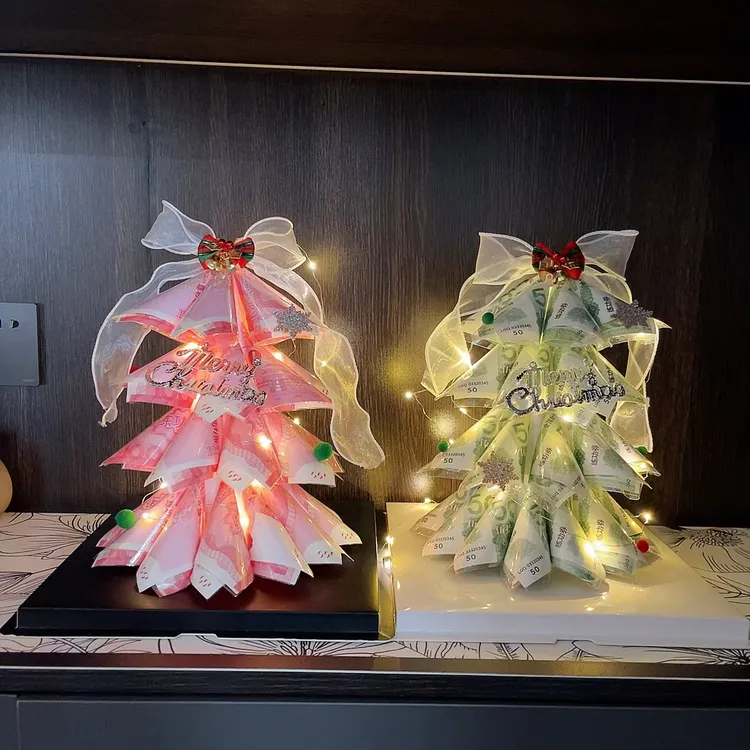 手工圣诞树diy有钱花生日礼物盒仿真花包装盒材料包套装送女友