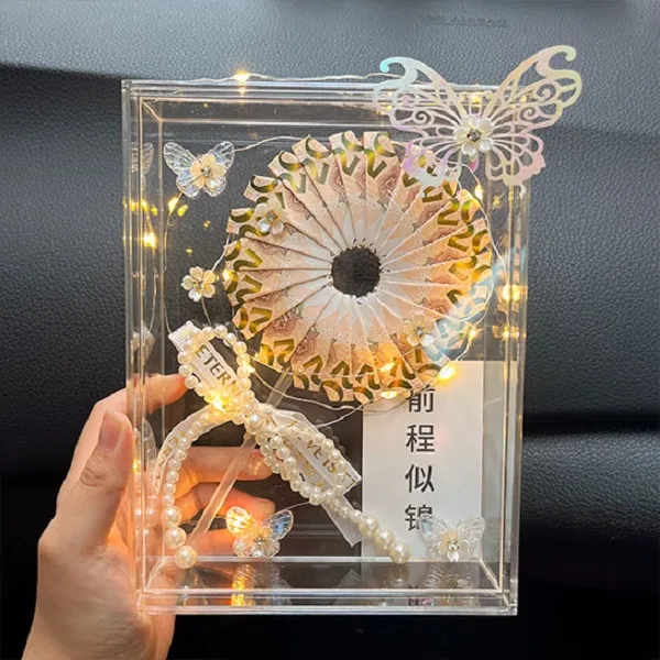 亚克力礼盒diy钱折棒棒糖有钱花送朋友生日节日礼物公主请吃糖