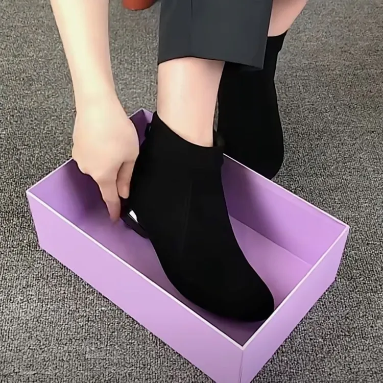 正品绒面皮毛毛小短靴时尚圆头低跟水貂毛加绒保暖棉靴冬季女靴字