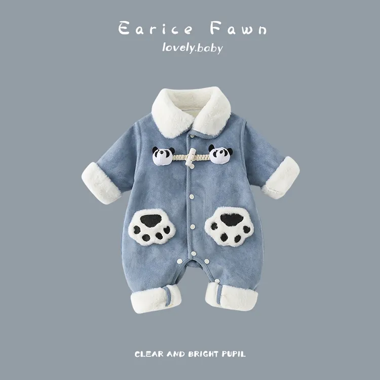 DZ婴儿衣服冬季连体衣宝宝可爱洋气爬爬服满月百天棉衣外出加厚衣