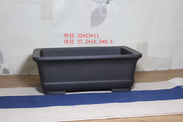宜兴紫砂花盆黑泥长方马槽