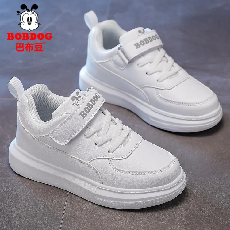 巴布豆童鞋儿童白色运动鞋男童小白鞋白鞋透气小学生板鞋女童鞋子