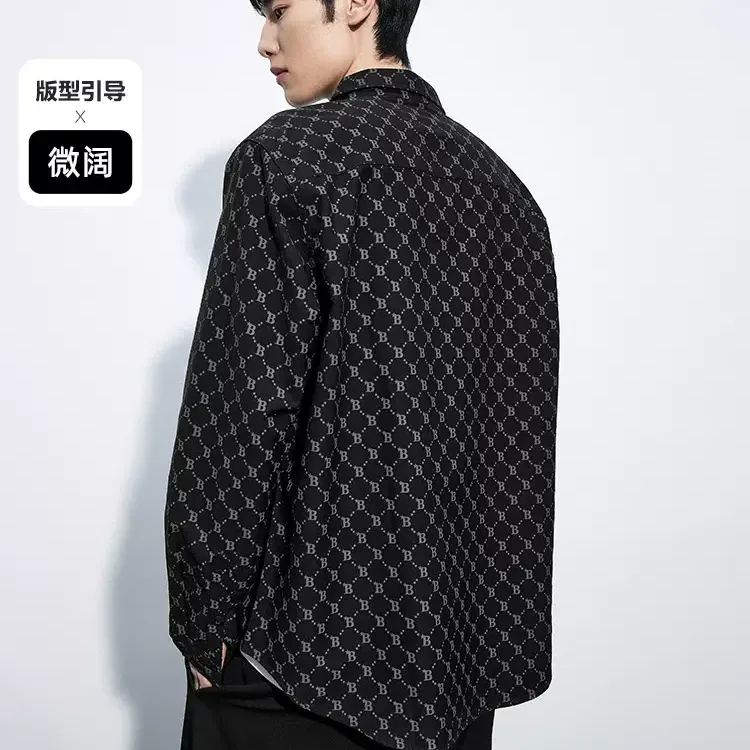 太平鸟男装满印时尚宽松衬衣百搭潮 BWCAD3902