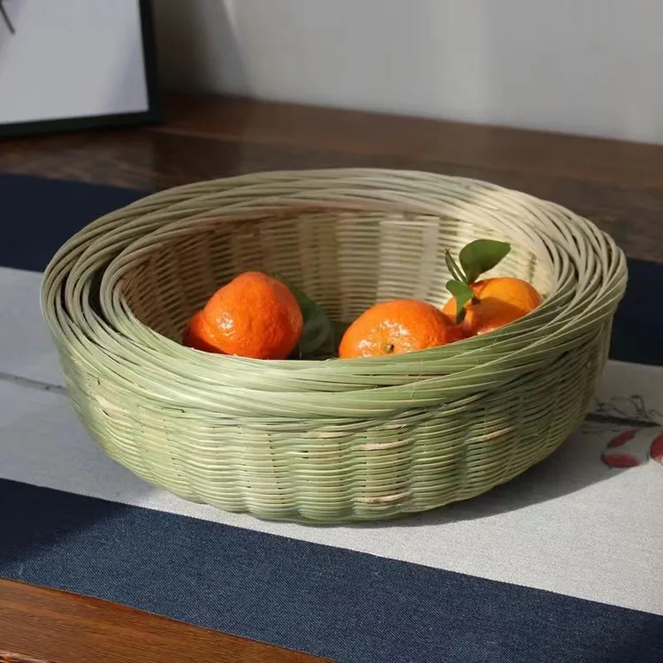竹编篮子果篮 馒头筐鸡蛋篮 竹制品收纳篮22-25-27cm