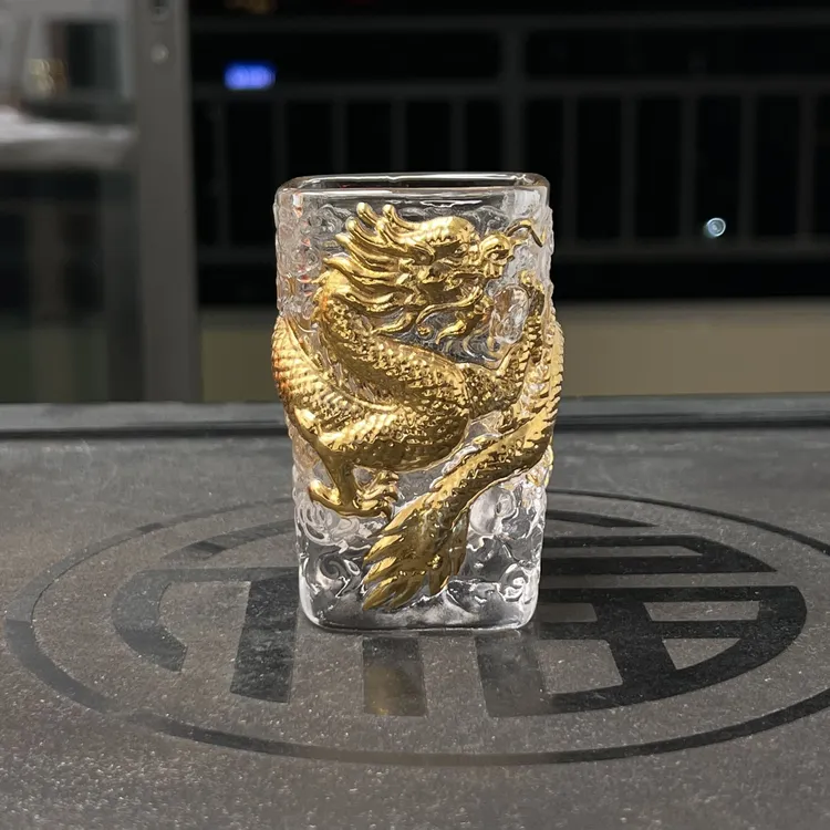 甲辰龙年杯高端描金祥龙琉璃酒杯耐高温玻璃主人杯单个创意个性