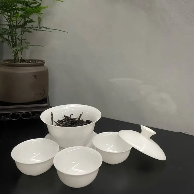 潮州超薄胎高骨瓷三才盖碗盖下100cc满120cc骨瓷茶杯高端功夫茶具