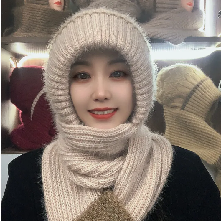 【保暖搭子】冬季针织保暖风雪帽【护头+护耳+护颈】围巾帽子一体百搭