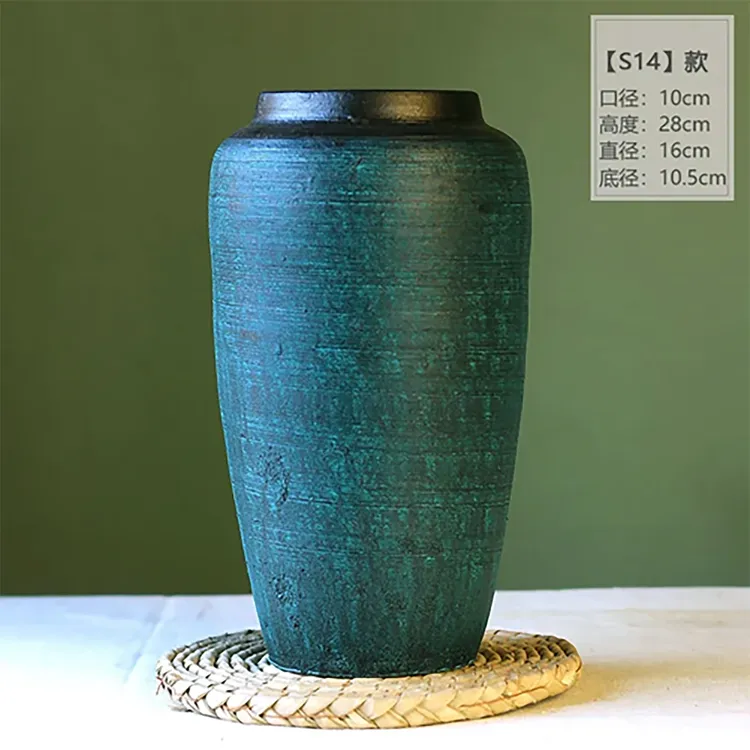 水培插绿植复古陶瓷花瓶手工风格粗陶质感花器