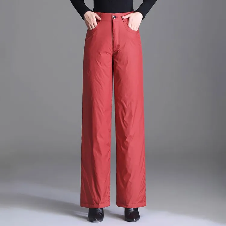 加厚时尚冬季保暖宽松直筒裤清仓外贸尾单新款加绒时尚高腰阔腿裤