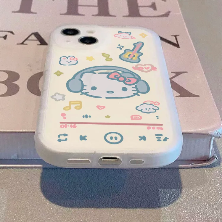 耳机kt猫苹果15手机壳iPhone14ProMax女13/12/11卡通XR软壳8p全包