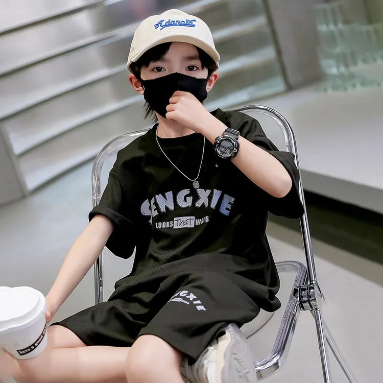 男童套装6-12岁潮款夏季洋气儿童半袖宽松夏款中大童时尚帅气夏装