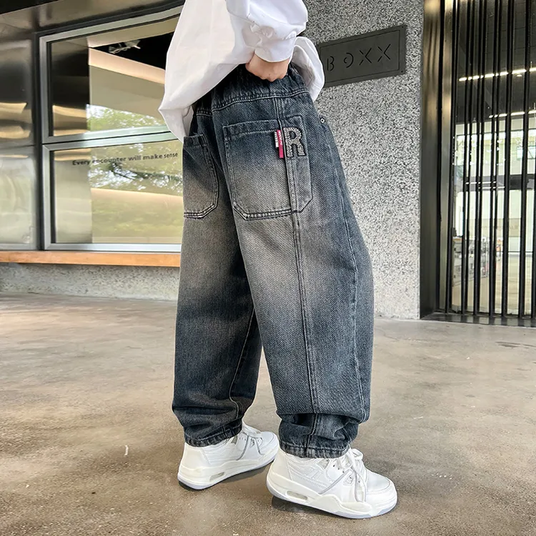 男孩牛仔裤潮流韩版秋季儿童直筒休闲裤帅气秋装男童裤子宽松秋款