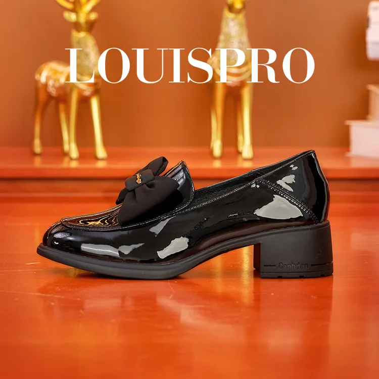 【意式名品LOUISPRO】乐福鞋皮鞋豆豆鞋厚底亮皮粗跟时尚百搭女士