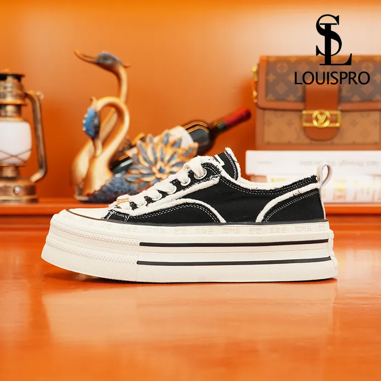 【意式名品|手工制造】LOUISPRO厚底帆布鞋板鞋休闲时尚潮鞋女士商品图