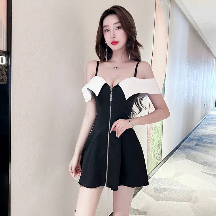 夜店性感女装低胸露背吊带裙夜总店连衣裙夜场上班衣服技师工作服