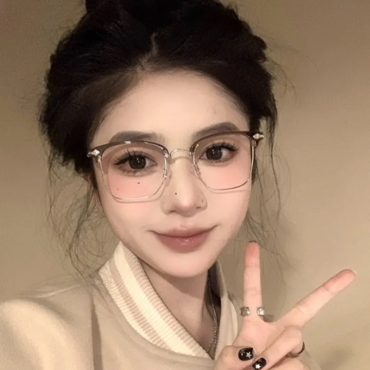 气质眼镜框男女半框复古时尚高颜值超轻眼镜架防蓝光可配度数近视