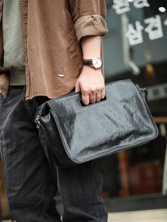 【鹿师傅真皮商务包】高质感可手提便捷男包斜挎包复古简约时尚