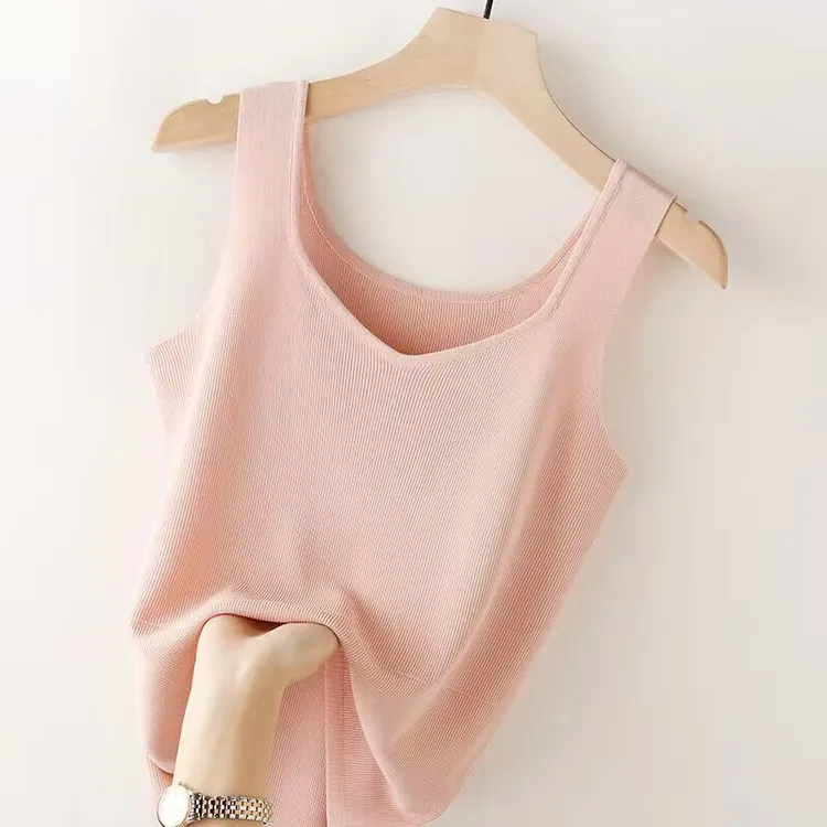 8522大码女装设计感冰丝针织吊带背心夏季内搭外穿简约洋气上衣