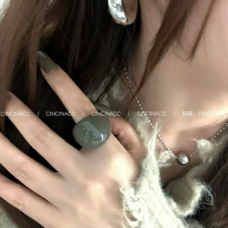 非金属树脂戒指 复古小众简约冷淡风设计感江南戒指新款时尚指环