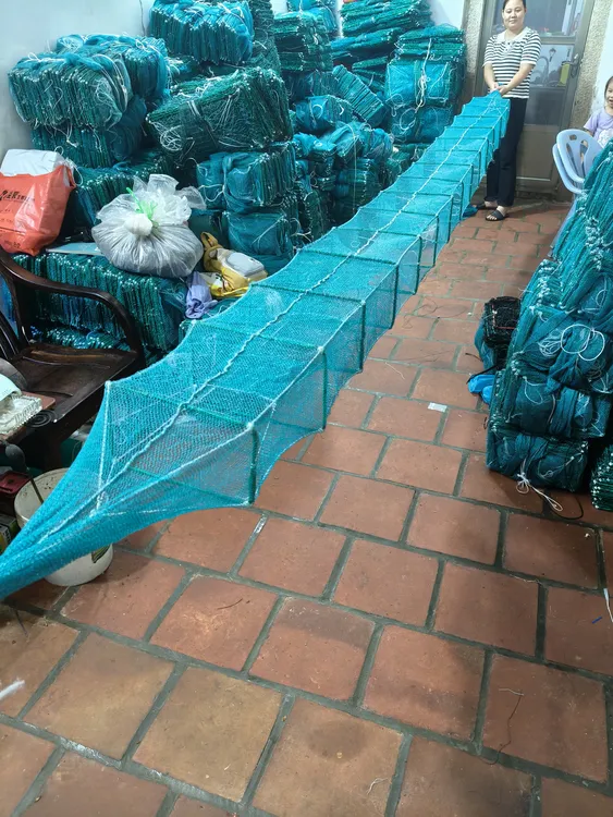 捕虾笼7米18X28框架地笼笼身3股笼尾6股16个入口倒鱼全笼鳝鱼手工