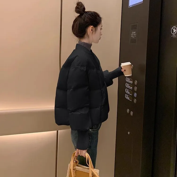 2025冬季新款女士休闲短款棒球领加厚棉服小个子时尚保暖棉衣外套