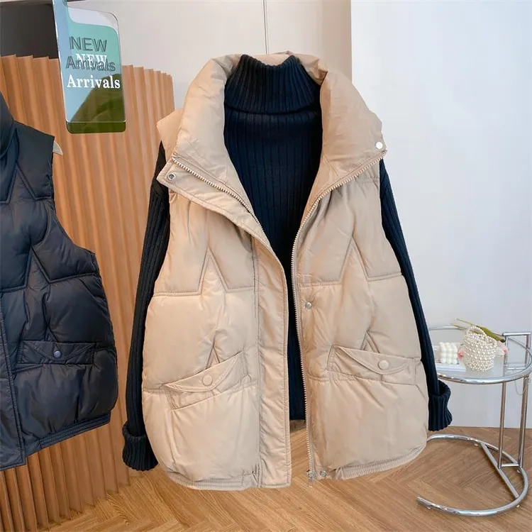 2025秋冬季新款女士韩系时尚洋气棉服马甲保暖轻薄百搭马夹短外套