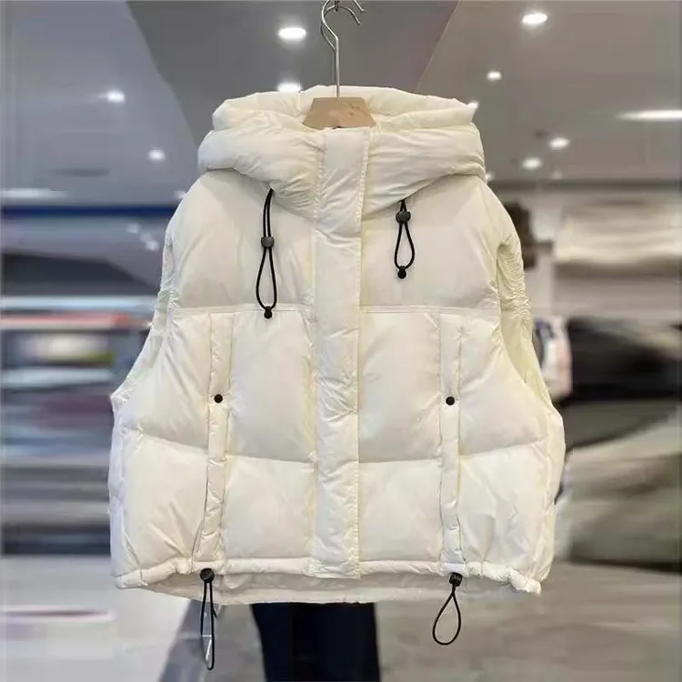 2025秋冬季新款女士连帽保暖棉服马甲短款宽松加厚背心保暖外套潮