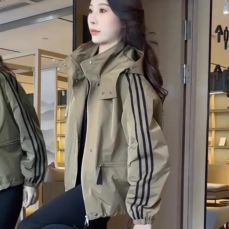 休闲百搭工装外套女春秋季爆款冲锋衣韩版宽松夹克运动棒球服上衣