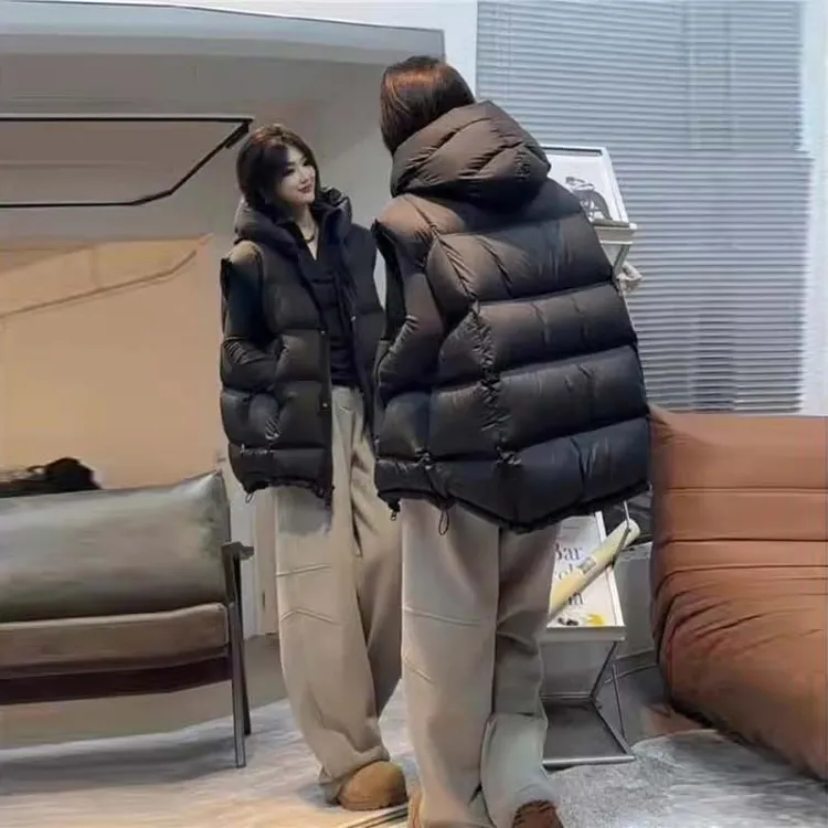 今年流行的爆款叠穿马甲欧货2025秋冬短款宽松加厚棉衣服马夹女装