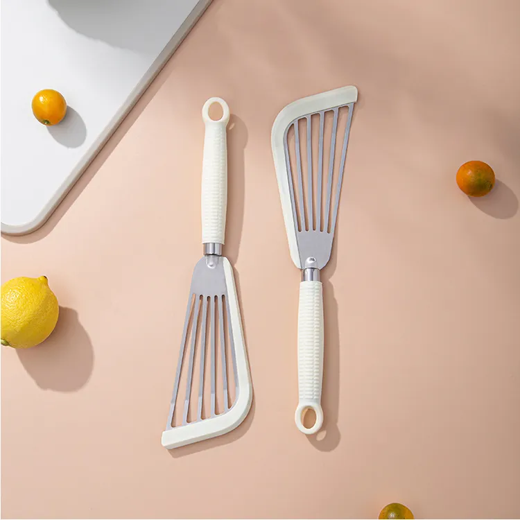 不锈钢煎鱼铲硅胶柄牛排煎铲扇形蝴蝶漏铲耐高温不粘锅镂空铲子