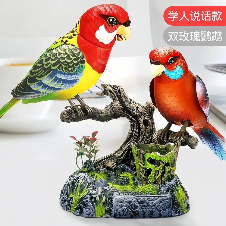 会说话的仿真鹦鹉声控感应会叫会动宝宝玩具电子鸟摆件老人解闷