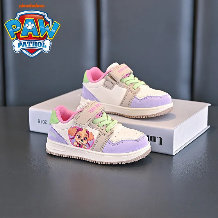 汪汪队童鞋女童运动鞋粉色2025春秋新款小童宝宝皮面休闲板鞋软底