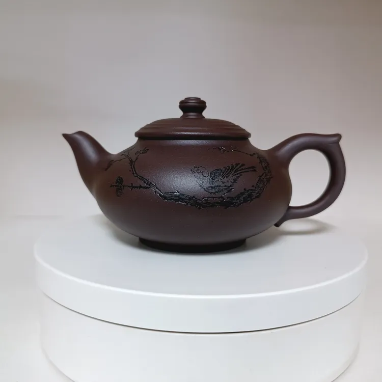 紫砂秋韵壶 手工制作 容水量200CC 正宗矿料老紫泥 精美茶壶茶具
