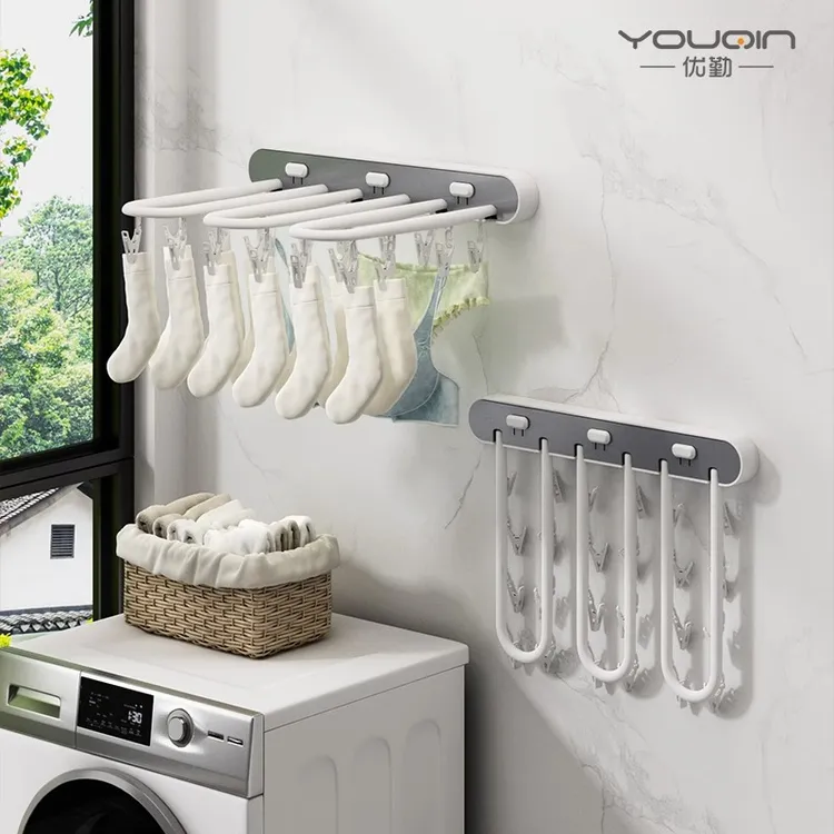 优勤折叠晾衣架壁挂多夹子晾袜子神器家用阳台防风凉内衣内裤袜夹