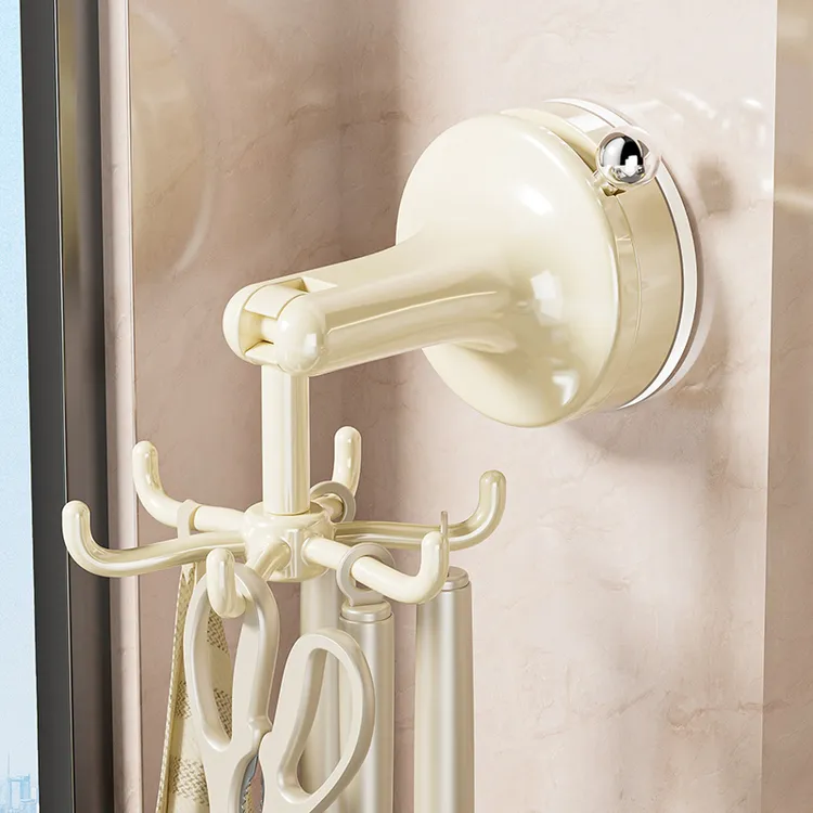 旋转挂钩强力真空吸盘厨房多功能置物架免打孔挂勺子铲子六爪挂架