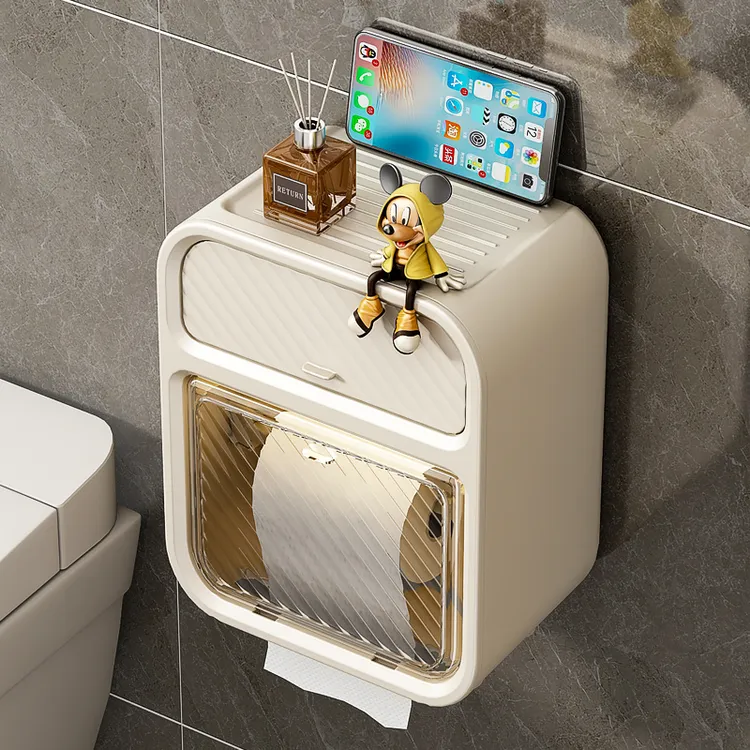 卫生间厕纸盒壁挂式纸巾盒免打孔厕所抽纸盒防水卷纸置物架