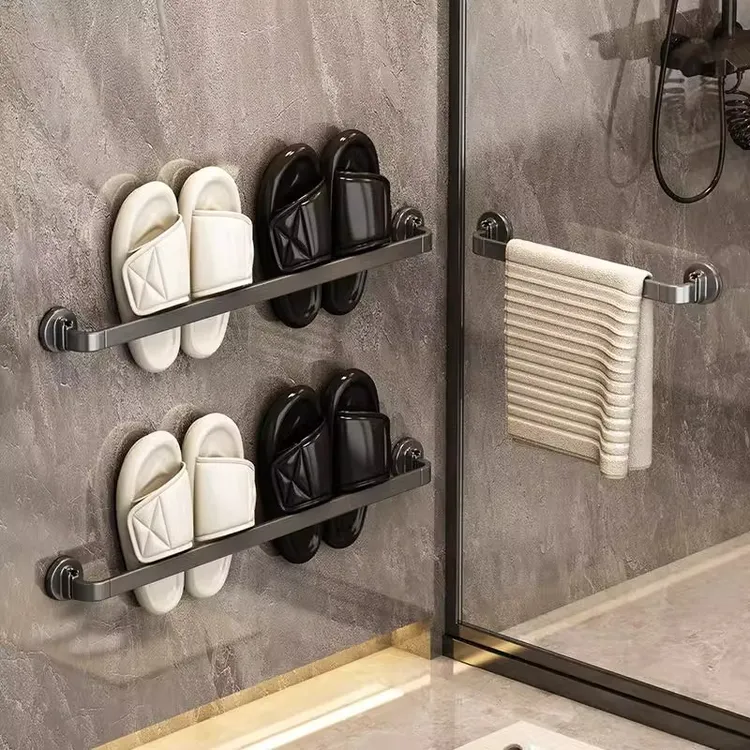 优勤吸盘式拖鞋架浴室免打孔卫生间置物架壁挂式家用收纳沥水架子