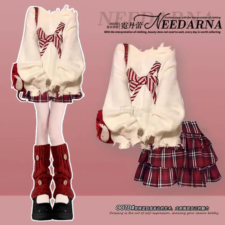 圣诞服装针织连衣裙子一套入冬穿搭小香风套装女钓系约会止步短裙