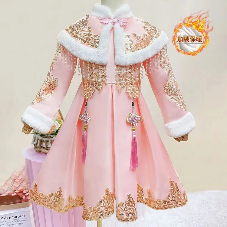 拜年服女童汉服冬装新年衣服儿童旗袍冬装过年喜庆中国风宝宝唐装