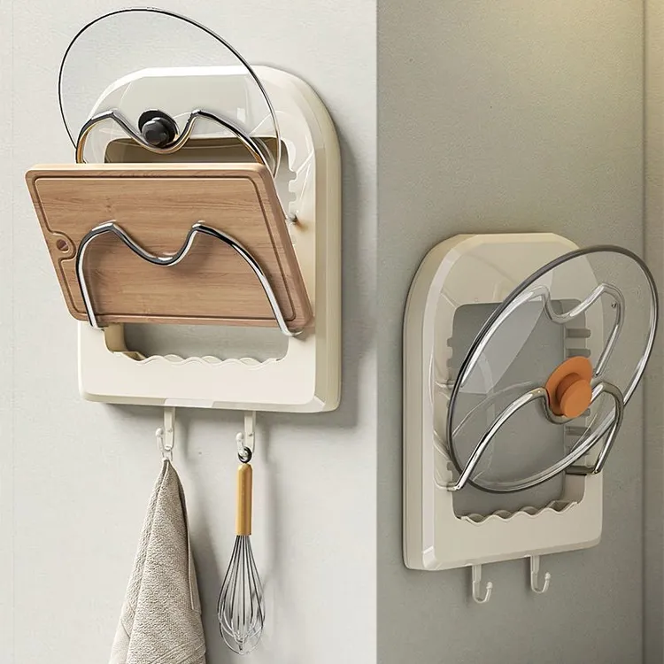 厨房锅盖神器壁挂免打孔置物架多功能放置器放砧板菜板收纳锅铲架