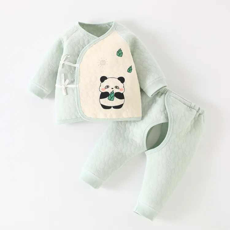 婴儿无骨保暖分体套装春秋冬夹棉男女宝宝新生儿和尚服婴幼儿衣服