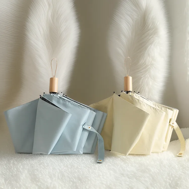 纯色莫兰迪折叠晴雨两用雨伞黑胶防晒强力遮阳伞防紫外线学生简约