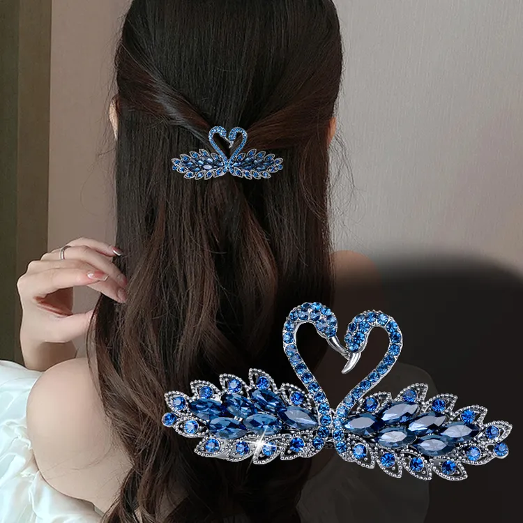 新款小号天鹅优雅发夹后脑勺顶夹半扎弹簧夹头女妈妈款韩版发卡