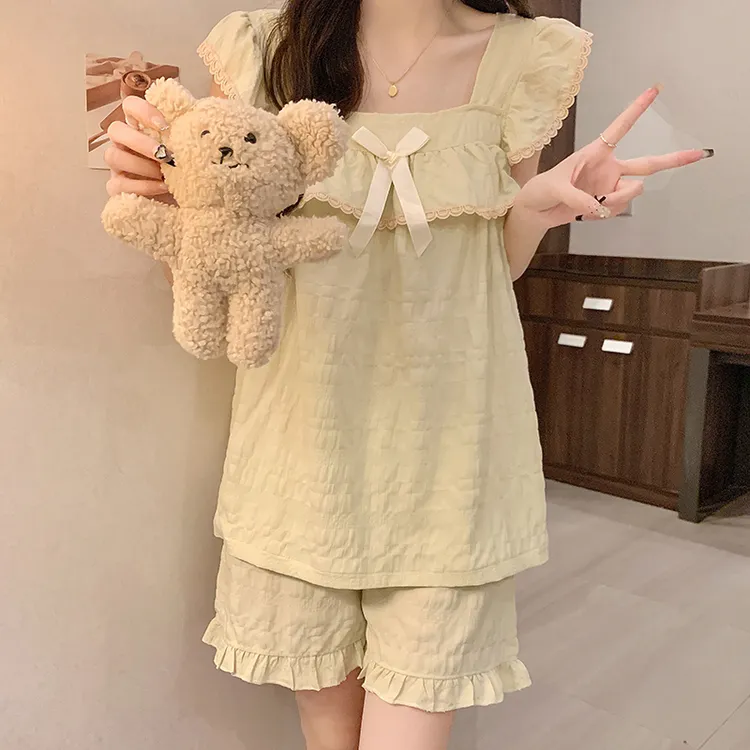 带胸垫睡衣女士夏季无袖两件套薄款甜美可爱公主网红风爆款家居服