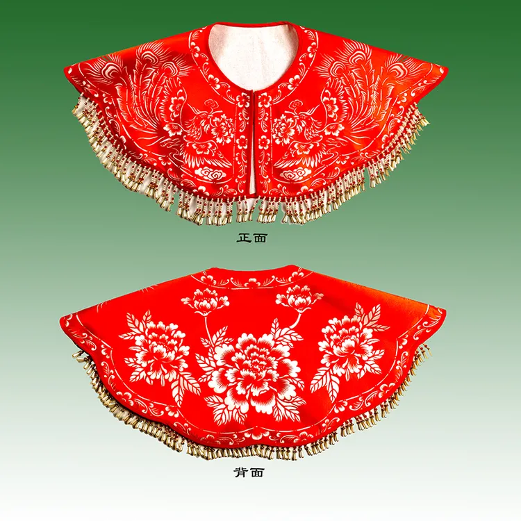 DIY丝帛剪纸披肩云肩材料包时尚高档儿童结婚中国风女士红色婚礼