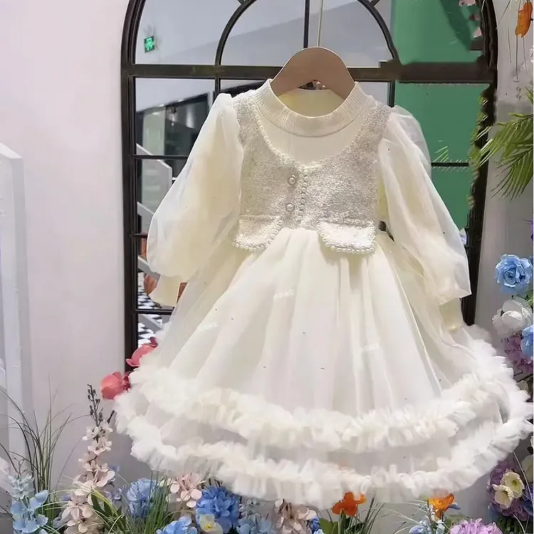 女童公主裙秋冬新款女童长袖加绒裙子