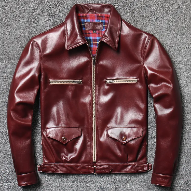 复刻哈特曼德飞亮面头层牛皮男真皮皮衣空军飞行员皮夹克厚外套