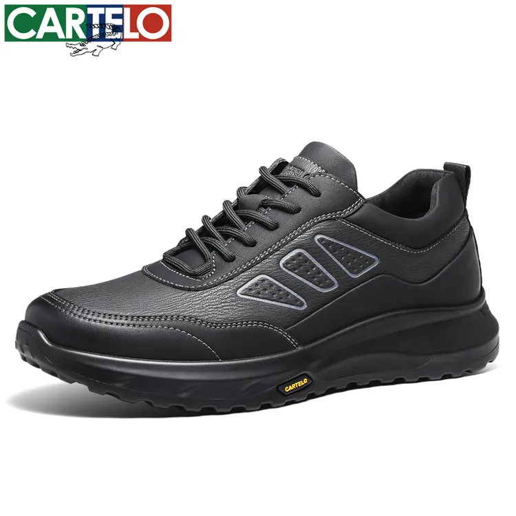 卡帝乐鳄鱼真皮牛皮皮鞋秋冬男士运动鞋时尚软底防水防滑系带男鞋
