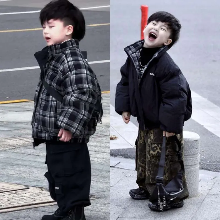 两面穿男童棉服2024小童棉衣冬季新款洋气童装2025年款衣服儿童